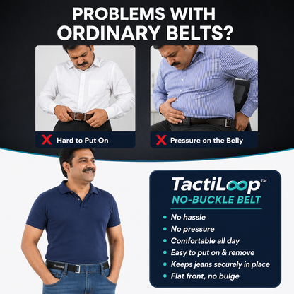 TactiLoop™ No-Buckle Stretch Belt – Adjustable Comfort Fit for Men & Women